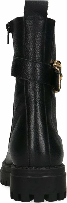 Manfield - Dames - Zwart Leren Boots Met Goudkleurige Gesp - Maat 38 7 Manfield - Dames - Zwart Leren Boots Met Goudkleurige Gesp - Maat 38 - Afbeelding 5