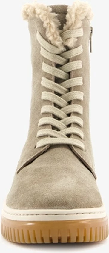 Hush Puppies Gevoerde Dames Veterboots - Beige - Maat 38 - Echt Leer 4 Hush Puppies Gevoerde Dames Veterboots - Beige - Maat 38 - Echt Leer - Afbeelding 2