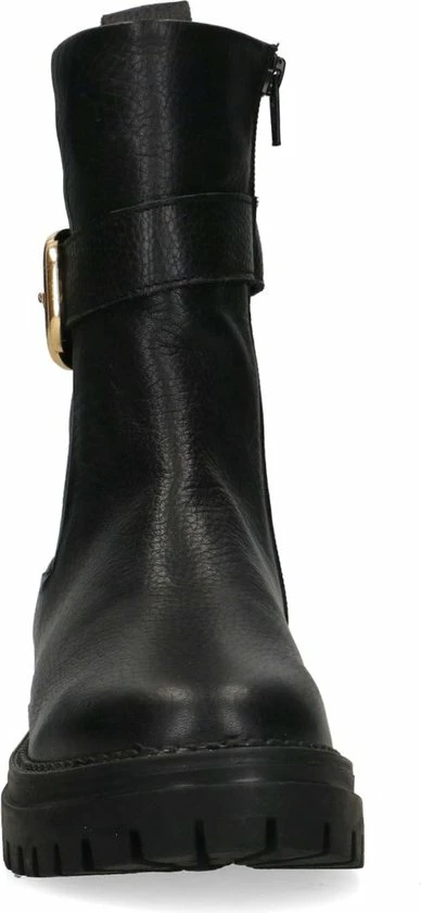 Manfield - Dames - Zwart Leren Boots Met Goudkleurige Gesp - Maat 38 5 Manfield - Dames - Zwart Leren Boots Met Goudkleurige Gesp - Maat 38 - Afbeelding 3