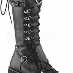Demonia KERA-200 (EU 41,5 = US 11) 4 1/2Platform Lace-Up Knee High Boots W/ Shield, Back Zip