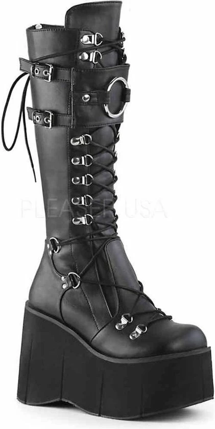 Demonia KERA-200 (EU 41,5 = US 11) 4 1/2Platform Lace-Up Knee High Boots W/ Shield, Back Zip 3 Demonia KERA-200 (EU 41,5 = US 11) 4 1/2Platform Lace-Up Knee High Boots W/ Shield, Back Zip