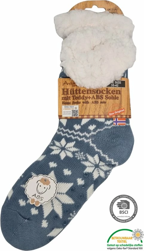 Antonio Huissokken - Hartjes En Sneeuwvlokken - Lavendel Blauw - Dames - Antislip ABS - One Size (35-42) - Hüttensocken - Warme Sokken - Warme Huissok 3 Antonio Huissokken - Hartjes En Sneeuwvlokken - Lavendel Blauw - Dames - Antislip ABS - One Size (35-42) - Hüttensocken - Warme Sokken - Warme Huissok