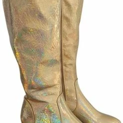 CHIAMAX Disco Laarzen - Retro Laarzen – Discofeest - Party - Retrofeest - Festival – Carnaval - Travestie - De Toppers - Hologram Goud - 42