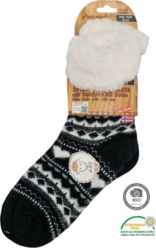 Antonio Huissokken - Huissokken Hartjes - Zwart Wit - Dames - Antislip ABS - One Size (35-42) - Hüttensocken - Warme Sokken - Warme Huissok 3 Antonio Huissokken - Huissokken Hartjes - Zwart Wit - Dames - Antislip ABS - One Size (35-42) - Hüttensocken - Warme Sokken - Warme Huissok