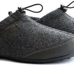 Travelin' Back-Home Dames Sloffen - Wollen Pantoffels - Rubberen Zool - Grijs - Maat 42