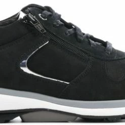 Xsensible Vrouwen Suède Lage Sneakers / Damesschoenen Jersey 30042 - Zwart - Maat 38