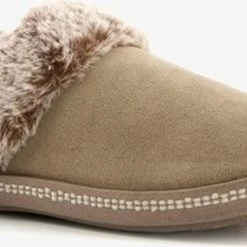 Skechers Cozy Campfire Gevoerde Dames Pantoffels - Beige - Maat 39 - Extra Comfort - Memory Foam