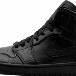Nike Air Jordan 1 Mid, Triple Black, Zwart, 554724 091, EUR 42.5