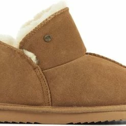 Warmbat Vrouwen Suède Harde Zool Pantoffels / Dichte Sloffen - Willow - Cognac - Maat 41