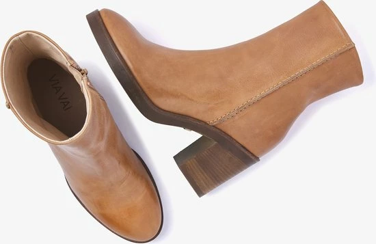 VIA VAI Taara Jade Enkellaarsjes Dames - Cognac - Maat 38 6 VIA VAI Taara Jade Enkellaarsjes Dames - Cognac - Maat 38 - Afbeelding 4