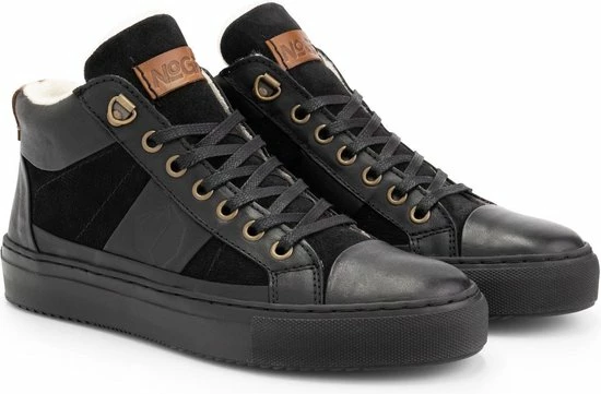 NoGRZ P.DaCortona Hoge Leren Damessneakers - Gevoerde Veterschoenen - Zwart Leer - Maat 41 5 NoGRZ P.DaCortona Hoge Leren Damessneakers - Gevoerde Veterschoenen - Zwart Leer - Maat 41 - Afbeelding 3