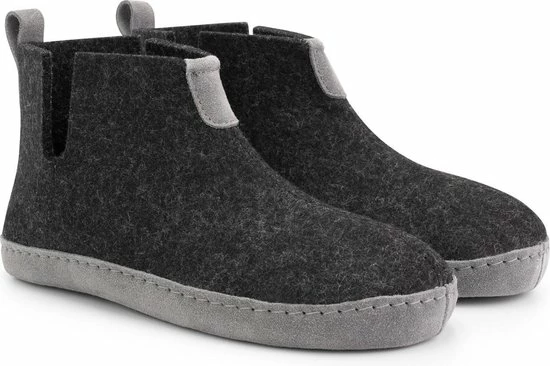 Travelin' Stay-Home Dames Hoge Sloffen - Wollen Pantoffels - Suede Zool - Grijs - Maat 40 4 Travelin' Stay-Home Dames Hoge Sloffen - Wollen Pantoffels - Suede Zool - Grijs - Maat 40 - Afbeelding 2