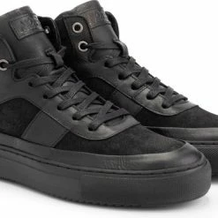 NoGRZ B.Longhena Hoge Leren Damessneakers - Gevoerde Veterschoenen - Zwart Leer - Maat 39 -Dames Winkel 550x369 2