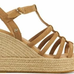 UGG Espadrilles Dames / Damesschoenen - Suède - Sleehak Hoogte 9 Cm - 1119952 - Cognac - Maat 39