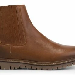 Travelin' Ruca Dames Leren Enkellaarzen - Stoere Chelseaboots - Cognac Bruin Leer - Maat 38