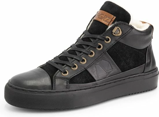 NoGRZ P.DaCortona Hoge Leren Damessneakers - Gevoerde Veterschoenen - Zwart Leer - Maat 41 9 NoGRZ P.DaCortona Hoge Leren Damessneakers - Gevoerde Veterschoenen - Zwart Leer - Maat 41 - Afbeelding 7