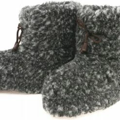 Oncedoce Wollen Sloffen - Winter Pantoffels 100% ECHT Lamswol En Leer - MAAT 44 - Leren Zooltjes – Veters - Handgemaakte Slofjes - Kleur Donkergrijs Gemêleerd -Dames Winkel 550x412