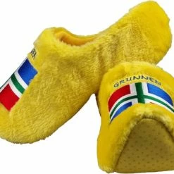 ELCEE-HALY BV Elcee-Haly – Klomp Sloffen – Gele Pantoffelklomp Met Groningsevlag – Warme Sloffen – Geel – Maat 42/43
