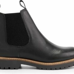 Travelin' Rosseland Dames Leren Chelseaboots - Wol Gevoerd - Zwart Leer - Maat 37