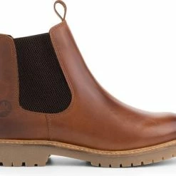 Travelin' Rosseland Dames Leren Chelseaboots - Wol Gevoerd - Cognac Leer - Maat 38
