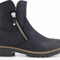 Travelin' Vartae Dames Enkellaarsjes - Winter Boots - Wax Suede Leer - Wol Gevoerd - Donkerblauw - Maat 39