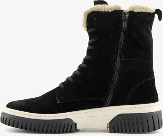 Hush Puppies Gevoerde Suede Dames Veterboots - Zwart - Maat 38 - Echt Leer 5 Hush Puppies Gevoerde Suede Dames Veterboots - Zwart - Maat 38 - Echt Leer - Afbeelding 3