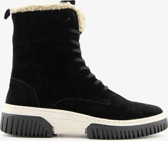 Hush Puppies Gevoerde Suede Dames Veterboots - Zwart - Maat 38 - Echt Leer 9 Hush Puppies Gevoerde Suede Dames Veterboots - Zwart - Maat 38 - Echt Leer - Afbeelding 7