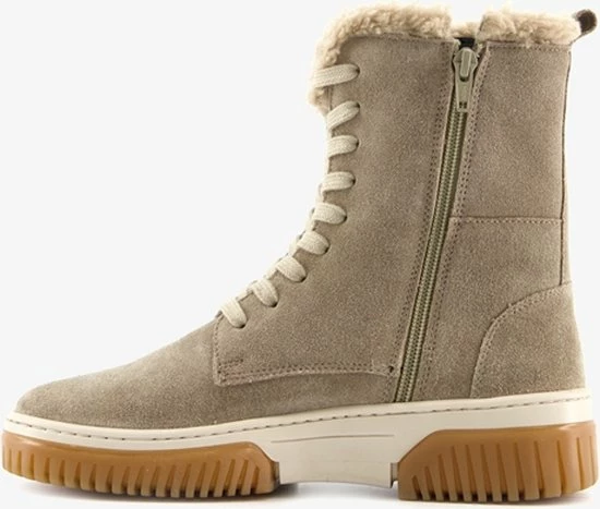 Hush Puppies Gevoerde Dames Veterboots - Beige - Maat 38 - Echt Leer 5 Hush Puppies Gevoerde Dames Veterboots - Beige - Maat 38 - Echt Leer - Afbeelding 3