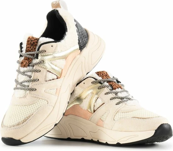 POSH By Poelman CAROCEL Dames Sneakers - Beige Met Teddy - Maat 38 4 POSH By Poelman CAROCEL Dames Sneakers - Beige Met Teddy - Maat 38 - Afbeelding 2