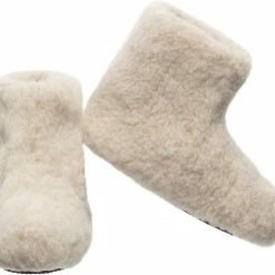 LuLu Wonen LuLu- Wollen Sloffen - Crème Met Een Vleug Roze - Antislip Zool - Maat 36 - Laarsmodel - Dames