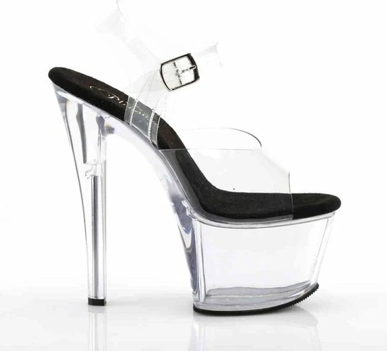 Pleaser Sandaal Met Enkelband, Paaldans Schoenen -40 Shoes- SKY-308 Paaldans Schoenen Zwart/Transparant 7 Pleaser Sandaal Met Enkelband, Paaldans Schoenen -40 Shoes- SKY-308 Paaldans Schoenen Zwart/Transparant - Afbeelding 5