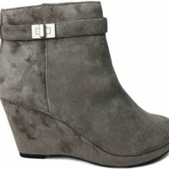 A A LAATSTE KANS: Mooie Dameslaarsjes / Enkellaarsjes / Enkellaarzen / Dames Laarsjes In Een Grijze Kleur - Maat 38 (valt Als Een Maat 37)- Met Sleehak