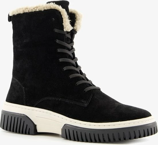 Hush Puppies Gevoerde Suede Dames Veterboots - Zwart - Maat 38 - Echt Leer 3 Hush Puppies Gevoerde Suede Dames Veterboots - Zwart - Maat 38 - Echt Leer