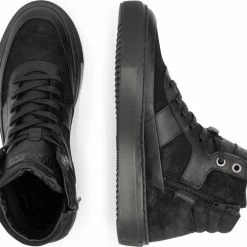 NoGRZ B.Longhena Hoge Leren Damessneakers - Gevoerde Veterschoenen - Zwart Leer - Maat 39 -Dames Winkel 550x508