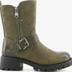 Super Cracks Supercracks Dames Biker Boots - Groen - Maat 38 -Dames Winkel 550x523