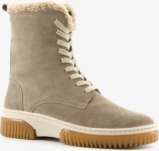 Hush Puppies Gevoerde Dames Veterboots - Beige - Maat 38 - Echt Leer 3 Hush Puppies Gevoerde Dames Veterboots - Beige - Maat 38 - Echt Leer