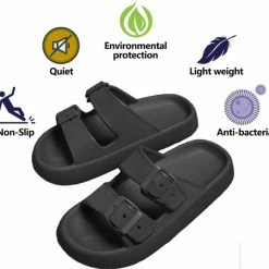Geweo Slippers - Badslippers Heren Dames - Strand Sandalen Dubbele Gesp - Pillow Slides Slippers - Kerstmis - Kerstfeest - Christmas Gift - Unisex - Dikke Zool Antislip - Lichtgewicht - Zwart - Maat 3738 12 Geweo Slippers - Badslippers Heren Dames - Strand Sandalen Dubbele Gesp - Pillow Slides Slippers - Kerstmis - Kerstfeest - Christmas Gift - Unisex - Dikke Zool Antislip - Lichtgewicht - Zwart - Maat 3738 -Dames Winkel 550x537
