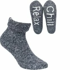 Boru Bamboo Huissokken Dames - Anti-Slip - Chill En Relax - Marine Mellee - 1 Pack - Maat 35-38 - 40% Wol