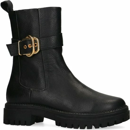 Manfield - Dames - Zwart Leren Boots Met Goudkleurige Gesp - Maat 38 4 Manfield - Dames - Zwart Leren Boots Met Goudkleurige Gesp - Maat 38 - Afbeelding 2