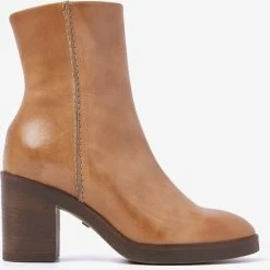 VIA VAI Taara Jade Enkellaarsjes Dames - Cognac - Maat 38