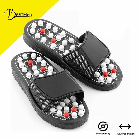 Massage Slippers Unisex Maat (40-41) - Voet Massage/Foot Massage - Acupunctuur Slipper - Gezondheidsslipper Dames/Heren - Acupunctuur - Zwart - BestMen® 3 Massage Slippers Unisex Maat (40-41) - Voet Massage/Foot Massage - Acupunctuur Slipper - Gezondheidsslipper Dames/Heren - Acupunctuur - Zwart - BestMen®