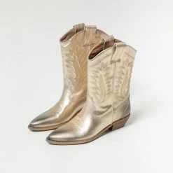 Sacha - Dames - Goudkleurige Leren Cowboy Laarzen - Maat 40 -Dames Winkel 550x550 36