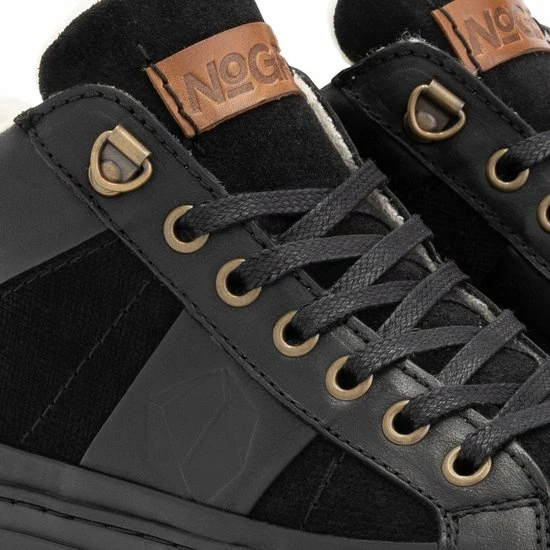 NoGRZ P.DaCortona Hoge Leren Damessneakers - Gevoerde Veterschoenen - Zwart Leer - Maat 41 4 NoGRZ P.DaCortona Hoge Leren Damessneakers - Gevoerde Veterschoenen - Zwart Leer - Maat 41 - Afbeelding 2