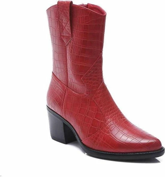 Weloveshoes SmileFavorites® Dames Cowboylaarzen - Imitatieleer - Rood - Maat 36 4 Weloveshoes SmileFavorites® Dames Cowboylaarzen - Imitatieleer - Rood - Maat 36 - Afbeelding 2