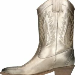 Sacha - Dames - Goudkleurige Leren Cowboy Laarzen - Maat 40 -Dames Winkel 550x606 1