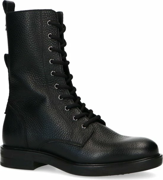 Manfield - Dames - Zwarte Leren Veterboots - Maat 40 4 Manfield - Dames - Zwarte Leren Veterboots - Maat 40 - Afbeelding 2