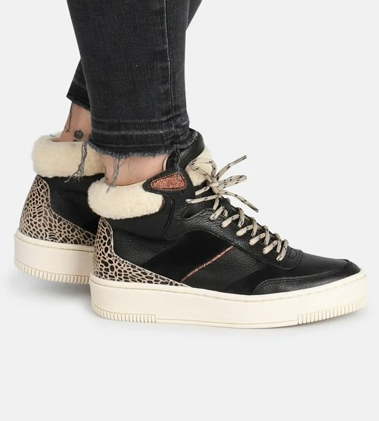 Ps Poelman ESQUIMO Dames Hoge Sneakers Teddy - Zwart Multi - Maat 40 4 Ps Poelman ESQUIMO Dames Hoge Sneakers Teddy - Zwart Multi - Maat 40 - Afbeelding 2