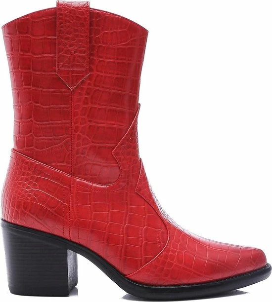 Weloveshoes SmileFavorites® Dames Cowboylaarzen - Imitatieleer - Rood - Maat 36 3 Weloveshoes SmileFavorites® Dames Cowboylaarzen - Imitatieleer - Rood - Maat 36