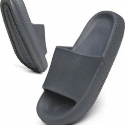 Geweo - Badslippers - EVA Slippers Heren Dames - Pillow Slides - Kerstmis - Kerstfeest - Christmas Gift - Unisex - Verdikte - Antislip - Lichtgewicht - Donker Grijs - Maat 40/41
