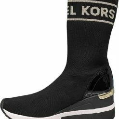 Michael Kors Skyler Tall Bootie Black/pale Gold - Half Hoge Sneaker - Zwarte Sneaker - Michael Kors Dames Schoenen - Verhoogde Sneaker -Dames Winkel 550x640 7